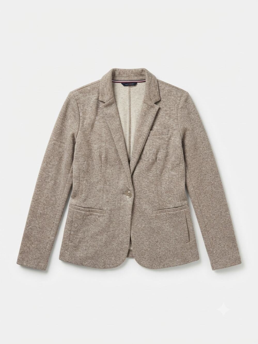 Tommy Hilfiger Knit Blazer Heather Brown Cotton Blend Single Button Size 6 Work